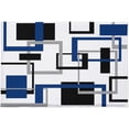 thumbnail image 1 of Bathroom Rug Bath Mat, Abstract Geometric Modern Art Square Mid Century Navy Blue Black Non-Slip Soft Shower Rug Water Floor Mat, 16"x24", 1 of 4