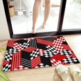 Bathroom Rug Bath Mat Red Black Modern Abstract Solid Geometry Plush