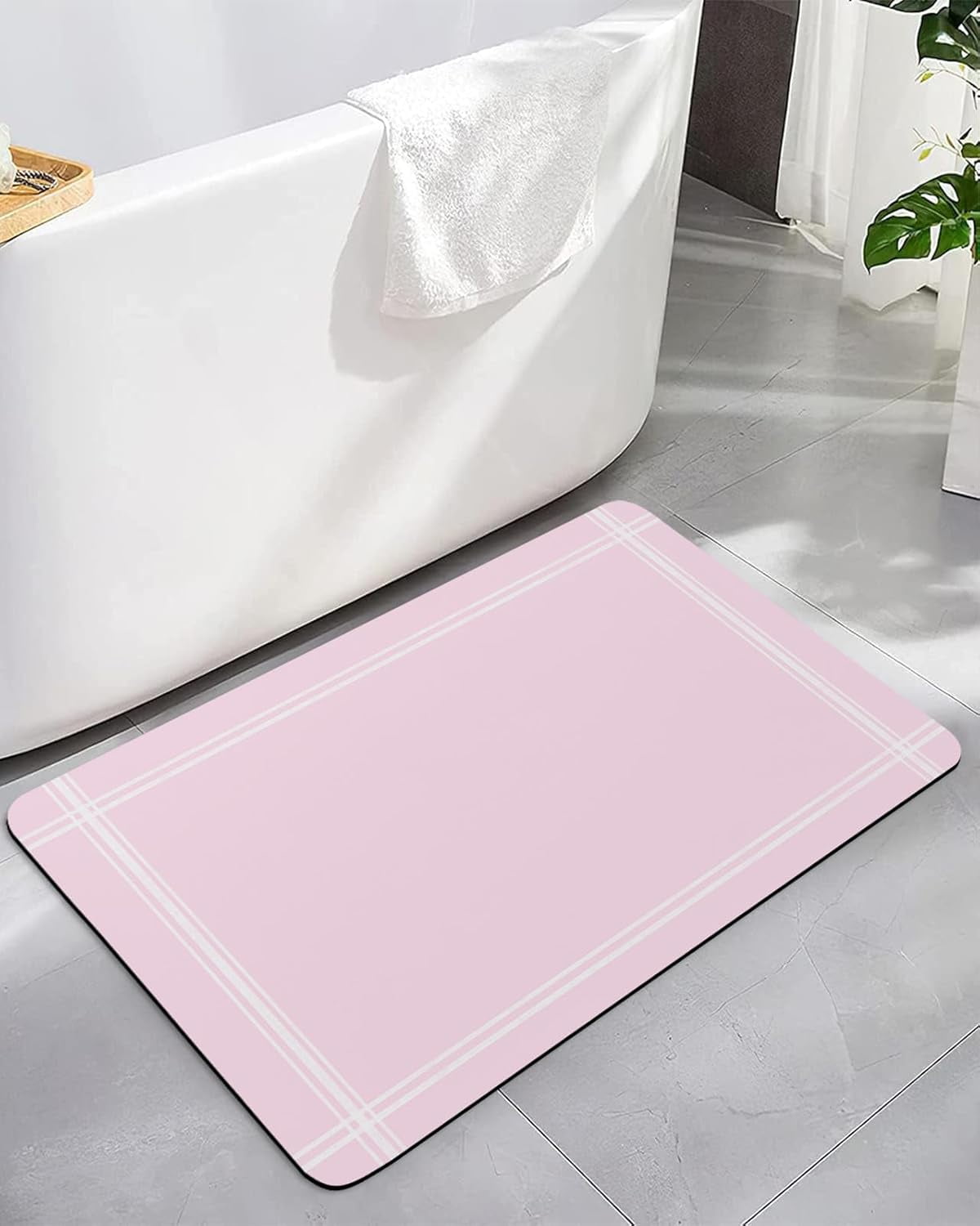 Bathroom Rug Bath Mat Solid Color Water Absorbent And Non-Slip Bathroom ...