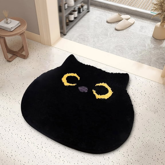 Bathroom Rug - Bathroom Mat,Black Cat Rug,Cat Bath Mat,Non Slip Bath Mats for Bathroom Kitchen Bedroom,Home Decorations Gifts(24 * 24inch)