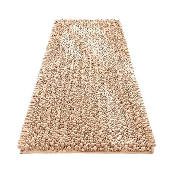 Bathroom Rug, Chenille Extra Soft Absorbent 16.77x23.79 in Non Slip Machine Washable Thick Long Pile Floor Mat for Bath Shower Room Kitchen and Laundry Home Decor Beige