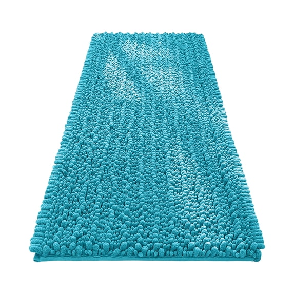 Bathroom Rug, Chenille Extra Soft Absorbent 16.77x23.79 in Non Slip Machine Washable Thick Long Pile Floor Mat for Bath Shower Room Kitchen and Laundry Home Decor Sky Blue