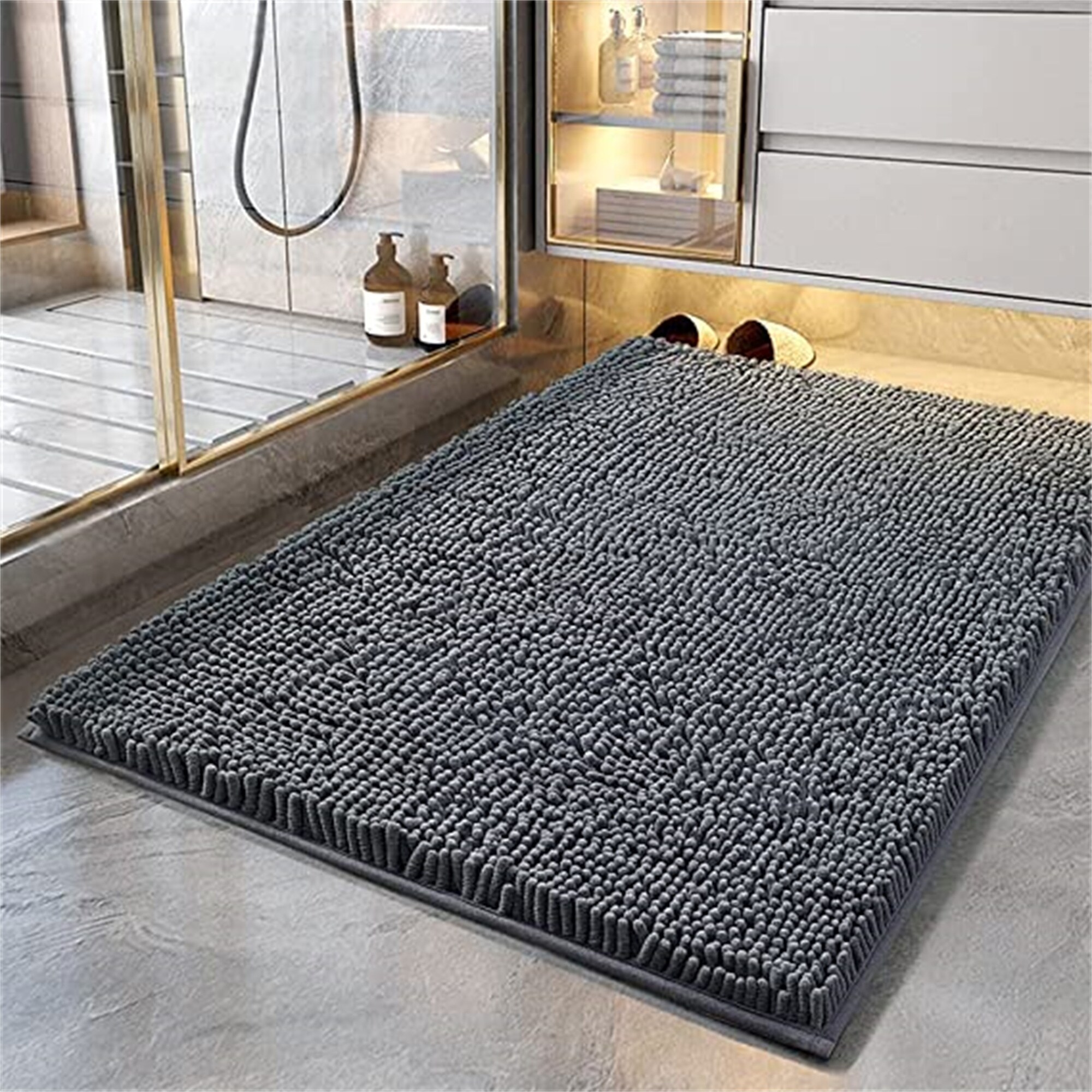 Bathroom Rug Dark Grey 44"x26"