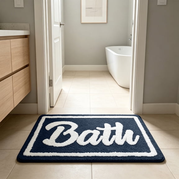 Bathroom Rug, Faux Wool Absorbent Non Slip Bath Mat with Latex Backing, Quick Dry Machine Washable Shower Carpet for Bathroom Floor Entryway Bedroom and Home Safety Daily Use Decor