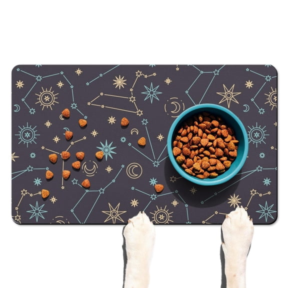 Bathroom Rug Goth Star Constellation Eclipse Moon Celestial Artistic Quick Dry Non-Slip Waterproof Washable for Shower Sink or Doorway