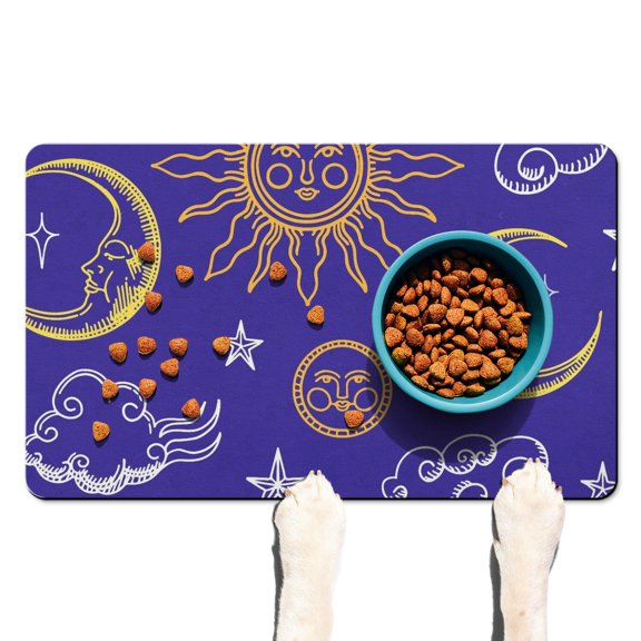 Bathroom Rug Goth Star Constellation Eclipse Moon Celestial Artistic Quick Dry Non-Slip Waterproof Washable for Shower Sink or Doorway