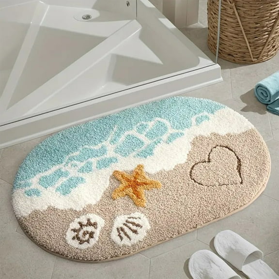 Bathroom Rug Home Bath Mat Soft Fluffy Absorbent Bath Rugs Non Slip Quick Dry Washable for Bathroom Indoor Outdoor Home Entrance Welcome Doormat, 16" x 24"