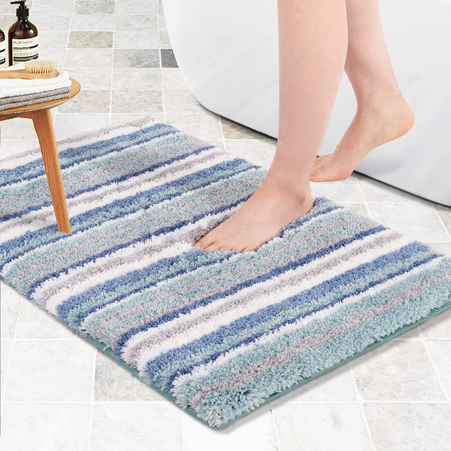 Bathroom Rug Mat 20"x32" Soft Absorbent Fluffy Microfiber Bath Rugs Non ...