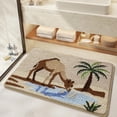 thumbnail image 1 of Bathroom Rug Mat 20x31, Ultra Absorbent Microfiber Shaggy Door Mat, Desert Oasis Sunset Fluffy Rug with Camel & Palm Tree, Quick Dry Bath Carpet for Toilet Bathtub Bedroom, 1 of 9