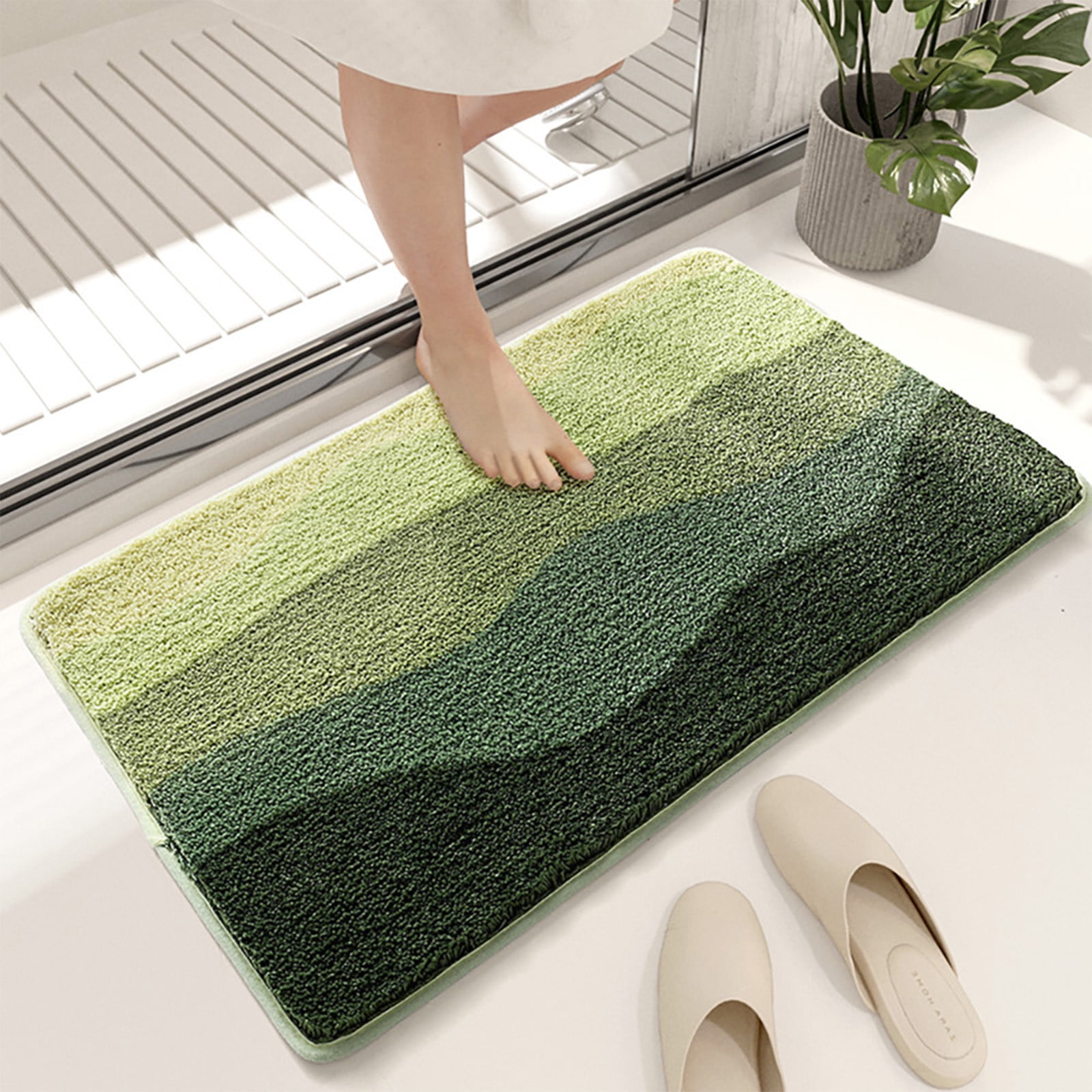 Amlbb Carpet Carpet Solid Color Bathroom Flocking Absorbent Floor Mat, Household Restroom Thickened Toilet Foot Mat, Quick Drying, Non Slip Carpet on