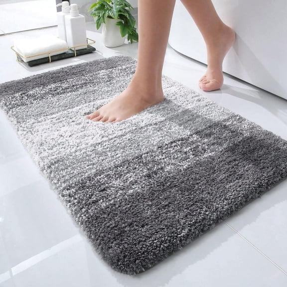 Bathroom Rug Mat, Non-Slip Bath Mat for Bathroom Floor, Quick Drying Soft Bath Rug, Machine Washable Bathroom Mat, 20 x 30 Inch,Gray