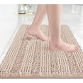 thumbnail image 1 of Bathroom Rug Mat, Non Slip Quick Dry Bath Mats, Extra Thick And Super Absorbent Bath Rugs, Luxury Microfiber Chenille Plush Fluffy Washable Soft Shower mat for Floor, 32"x 20", Beige with Pink, 1 of 6