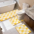 thumbnail image 1 of Bathroom Rugs, Yamaziot Checkered Yellow Bath Rugs Runner with Toilet Mat, Non Slip Water Absorbent Microfiber, 3 Count, 1 of 9