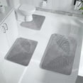 thumbnail image 1 of Bathroom Rug Mat Set 3 Piece, Leaf Bath Mat Non-Slip Ultra Soft Carpet Mats,，Machine Washable，Absorbent with U-Shaped Toilet for Bathroom, Tub, Shower, Gray, 1 of 8
