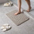 thumbnail image 1 of Evideco French Home Goods Cobble Stone Mat Geometric Gray Taupe 100% Polyester Microfiber Bath Rugs, 32"L x 20"W, Non-Slip Backing, 1 of 8