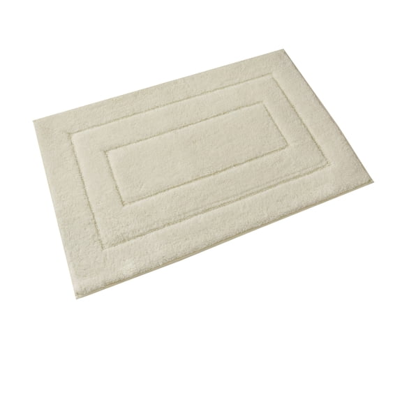 Bathroom Rug Non-Slip Backing Beige White Soft Furry Microfiber Bath Mats 16" x 24" Absorbent Rugs for Bathtub Shower