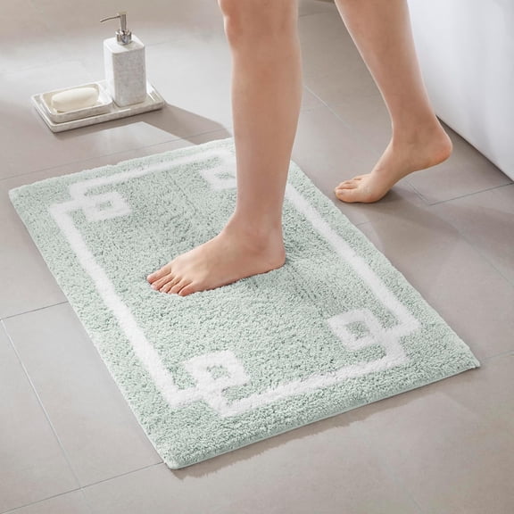 Bathroom Rug Non Slip Backing-Luxrurious Tufted Plush Bath Mat Absorbent, Quick Dry, Spa Design Shower Room Dcor, 20x30, Seafoam