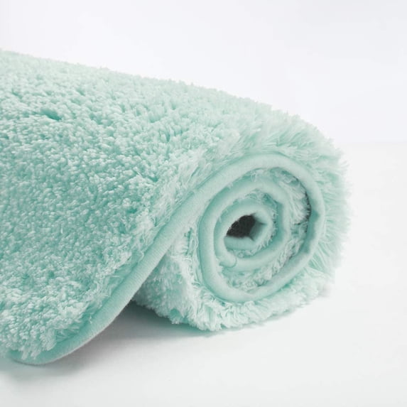 Bathroom Rug Non Slip Bath Mat for Bathroom (16 x 24, Aqua) Water Absorbent Soft Microfiber Shaggy Bathroom Mat Machine Washable Bath Rug for Bathroom Thick Plush Rugs for Shower