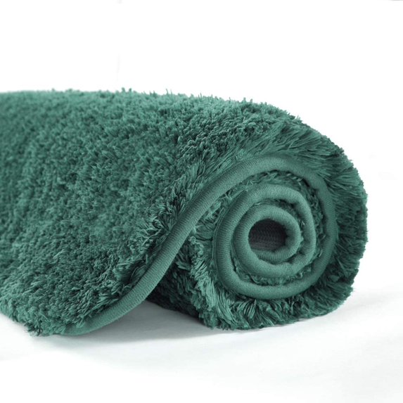 Bathroom Rug Non Slip Bath Mat for Bathroom (16 x 24, Hunter Green) Water Absorbent Soft Microfiber Shaggy Bathroom Mat Machine Washable Bath Rug for Bathroom Thick Plush Rugs for Shower