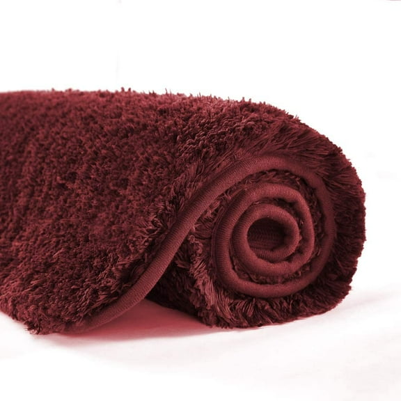 Bathroom Rug Non Slip Bath Mat for Bathroom (16 x 24, Red) Water Absorbent Soft Microfiber Shaggy Bathroom Mat Machine Washable Bath Rug for Bathroom Thick Plush Rugs for Shower