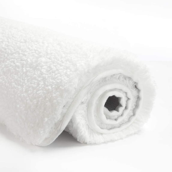 Bathroom Rug Non Slip Bath Mat for Bathroom (16 x 24, White) Water Absorbent Soft Microfiber Shaggy Bathroom Mat Machine Washable Bath Rug for Bathroom Thick Plush Rugs for Shower