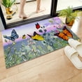 Bathroom Rug,NonSlip Bath Mat,Butterflies in Flowers,Soft Absorbent