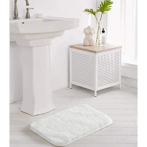 Bathroom Rug Non Slip Bath Mat For Bathroom (16 X 24, White) Water Absorbent Soft M[1]
