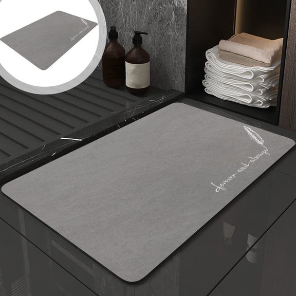 Bathroom Rug | Non-Slip Diatom Mud Bath Mat | Super Absorbent Quick-Dry Carpet, Soft Plastic Comfort, Gray, 70 x 45 cm, Waterproof for Toilet & Door