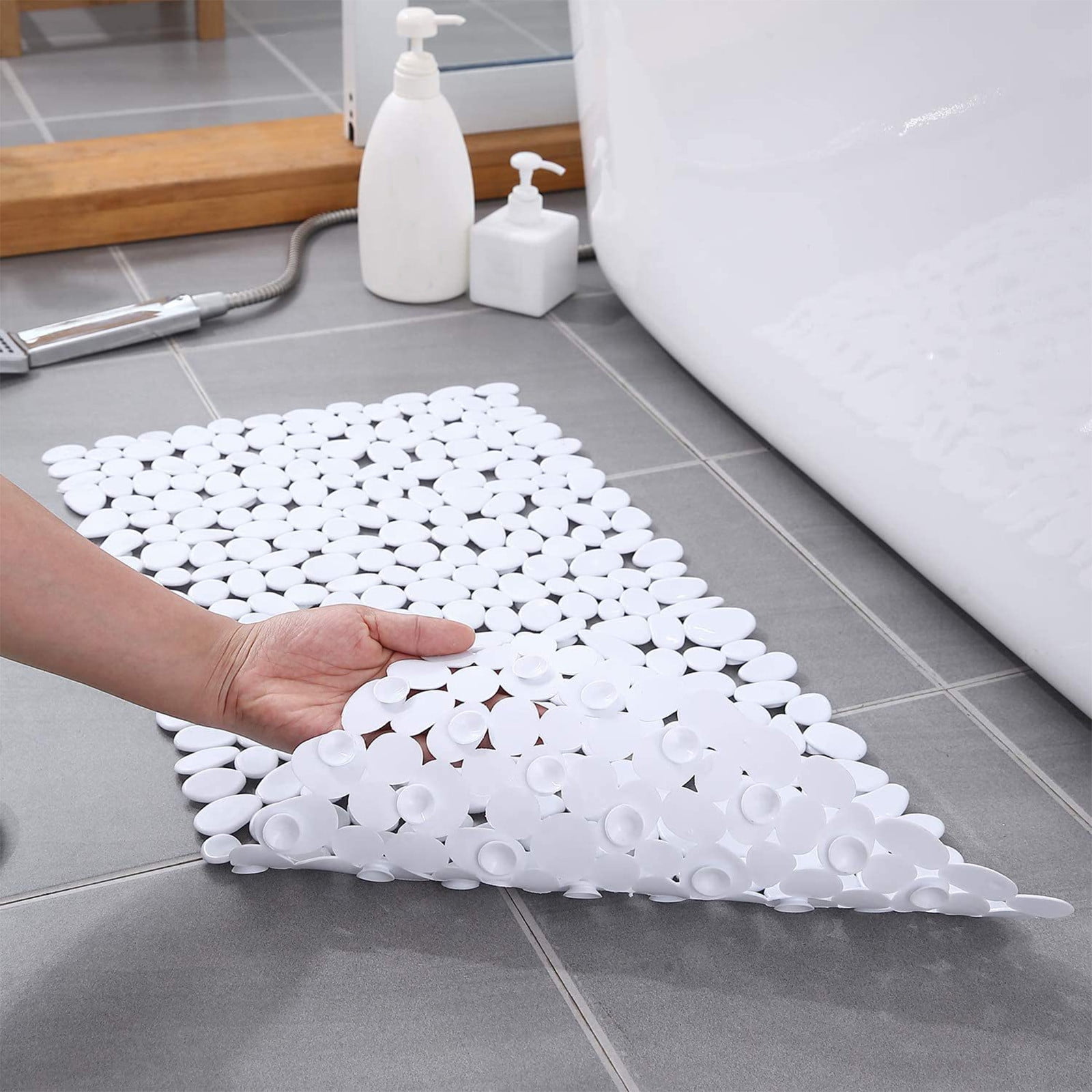 Bathroom Rug Non-Slip Rubber Backing | Massaging Foot Scrub Mat | 16x35 ...