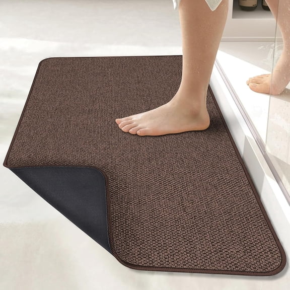 Bathroom Rug,Rubber Bath Mats for Bathroom,No Slip Bath Rugs,Machine Washable,Low Pile,Absorbent Brown,20" x 32"