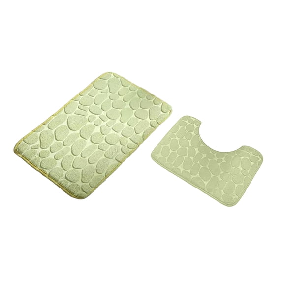Bathroom Rug Set 2 Piece - Foam Bath Mat Toilet Mat Soft Absorbent Non-Slip Backing Machine Washable Plush Floor Rug for Bathroom Shower Kitchen Laundry Room