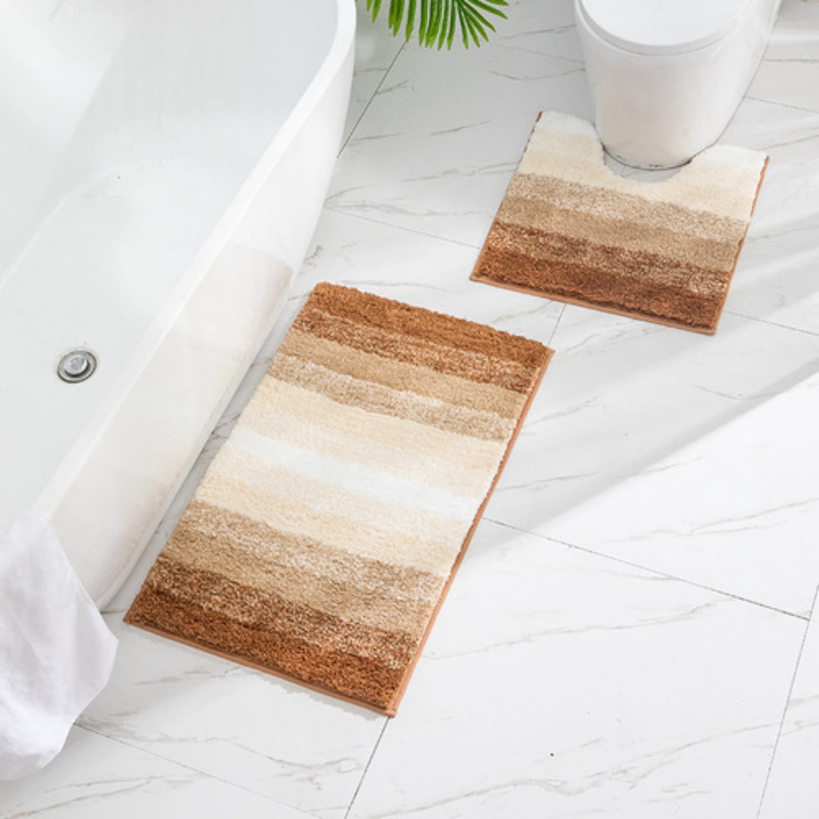 Bathroom Rug Set 2 Piece, Soft Absorbent Microfiber Bath Rugs and U-Shaped Contour Toilet Rug ...