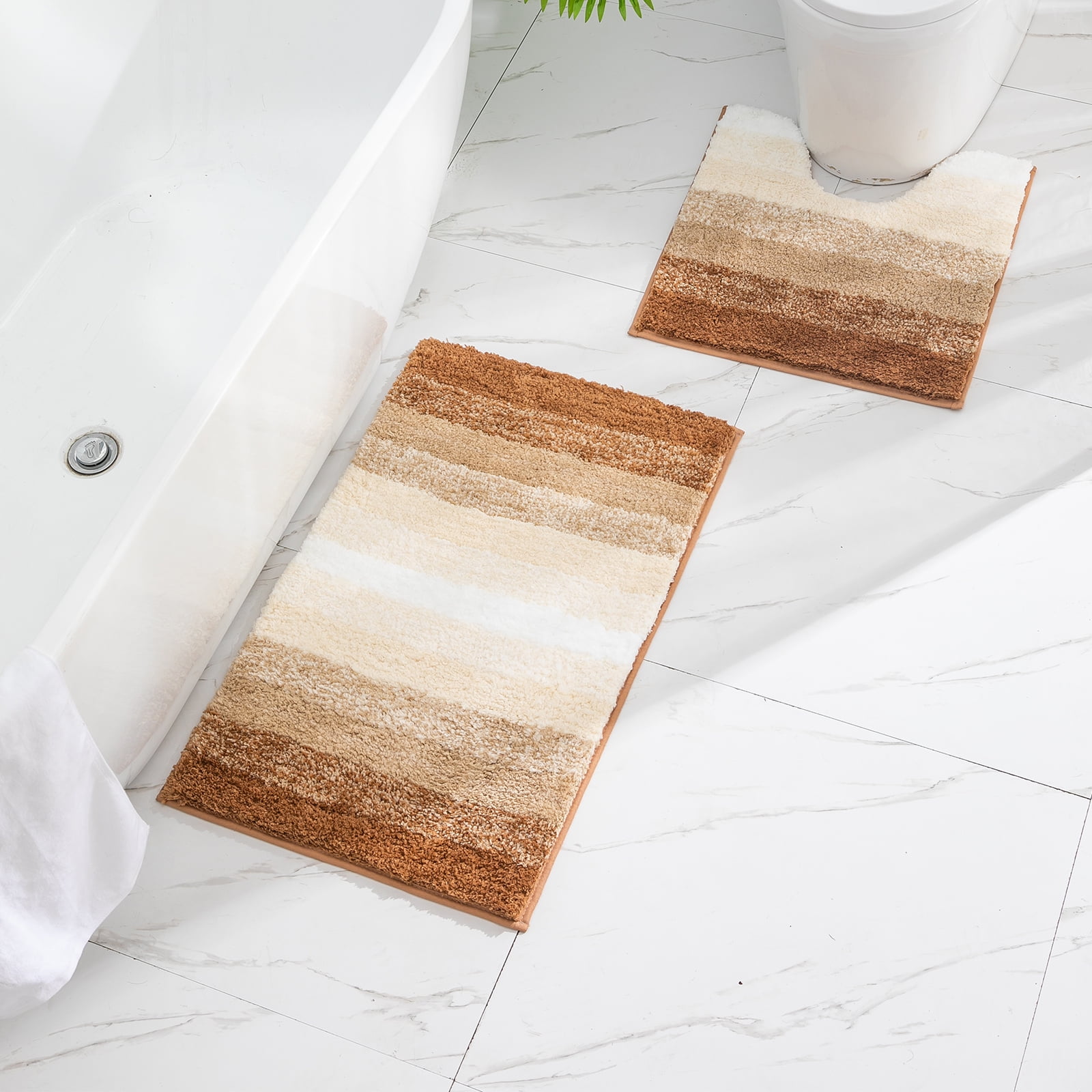 Bathroom Rug Set 2 Piece, Soft Absorbent Microfiber Bath Rugs and U ...
