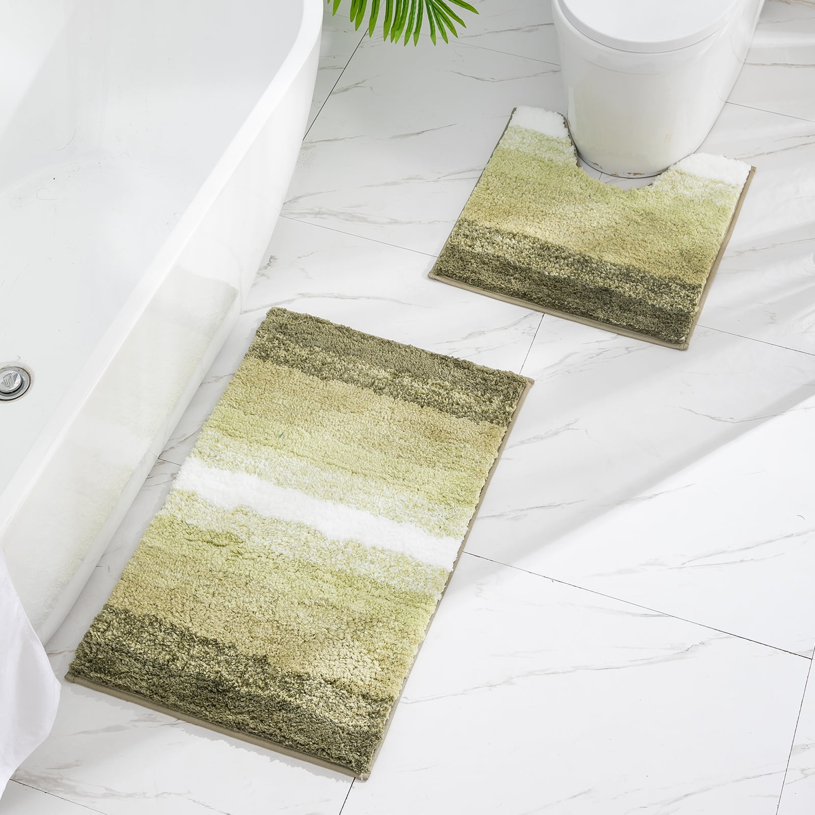 Bathroom Rug Set 2 Piece, Soft Absorbent Microfiber Bath Rugs and U ...