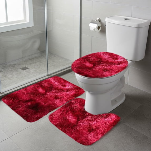 Bathroom Rug Set 3 Piece, Thick Plush Absorbent Non Slip Toilet Mats Soft Quick Dry Washable Comfort Support Floor Rugs for Bathroom Shower Tub Apartment Home