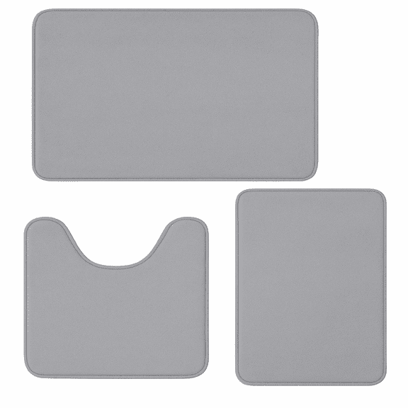 Bathroom Rug Set, 3 Piece Velvet Memory Foam Bath Mats with Non-Slip PVC Backing