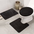 thumbnail image 1 of Bathroom Rug Set, 3 Pieces Shaggy Polyester Soft Non-Slip Mats Absorbent Toilet Mat,Rectangular Area Rug, U-Shaped Bath Mat, Elongated Toilet Lid Cover (Black), 1 of 5