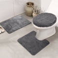 thumbnail image 1 of Bathroom Rug Set, 3 Pieces Shaggy Soft Non-Slip Mats Absorbent Toilet Mat,Rectangular Area Rug, U-Shaped Bath Mat, Elongated Toilet Lid Cover (Grey), 1 of 10