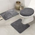 thumbnail image 1 of Bathroom Rug Set, 3 Pieces Shaggy Soft Non-Slip Mats Absorbent Toilet Mat,Rectangular Area Rug, U-Shaped Bath Mat, Elongated Toilet Lid Cover (Grey), 1 of 6