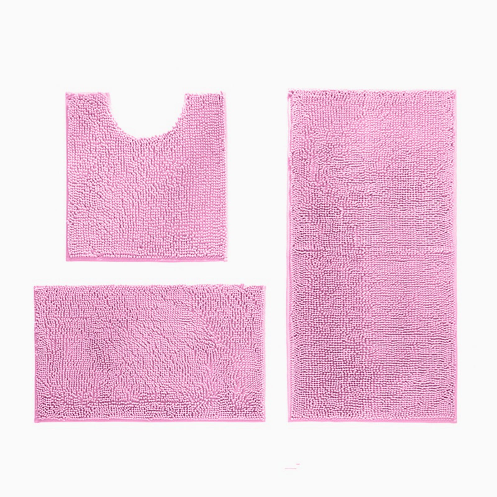 Bathroom Rug Set 3 Pieces Soft Non-Slip Bath Mat Chenille Absorbent ...