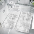 thumbnail image 1 of Bathroom Rug Set 4 Piece, Non-Slip Absorbent Bath Mats, Microfiber Soft, Absorbent Plush Shaggy Carpets Includes U-Shaped Toilet Mat for Bath Floor, Shower, Bathroom, Tub,Home Decor White, 1 of 3