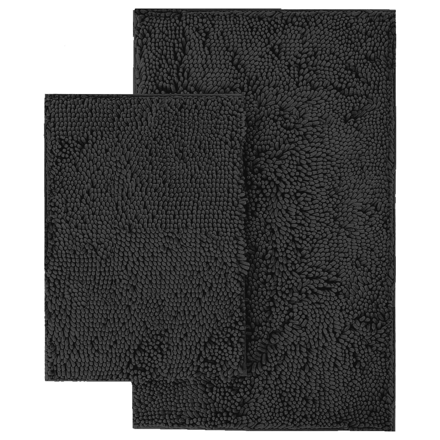 Bathroom Rug Set by LuxUrux, Super Absorbent Black Bathroom Rugs Sets 2