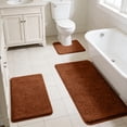 thumbnail image 1 of Bathroom Rug Set Memory Foam Bath Mats 3PC Water Absorbent, Non-Slip Machine Washable Home Decor Accessories Brown, 1 of 8
