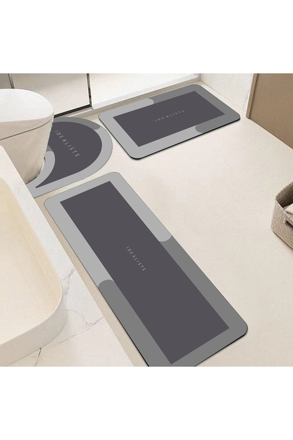 Bathroom Rug Set, Non-Slip Bath Mat, 3-Piece Super Absorbent Washable Rubber Toilet Mats For Home And Hotel Shower Room, Modern Stylish Design