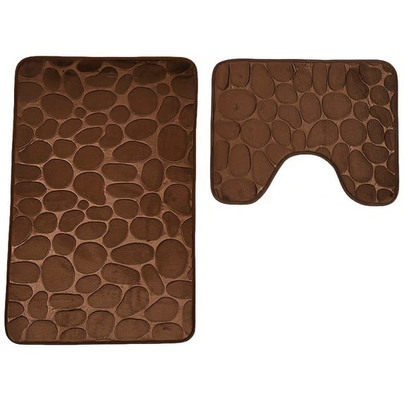Bathroom Rug Set, Pebble Texture Bath Mats, Absorbent Coral Fleece ...
