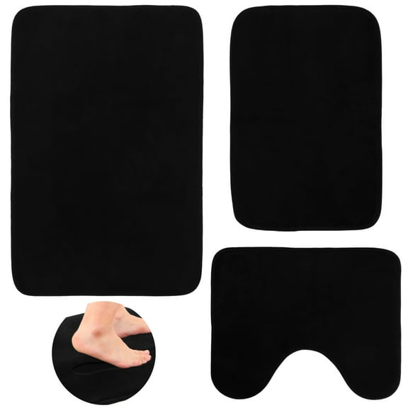 Bathroom Rug Set of 3, Soft Coral Fleece Foam Bath Mats, Non-slip Absorbent Bath Rugs, Super Soft Area Rugs for Bathroom, Toilet, Kitchen, Shower