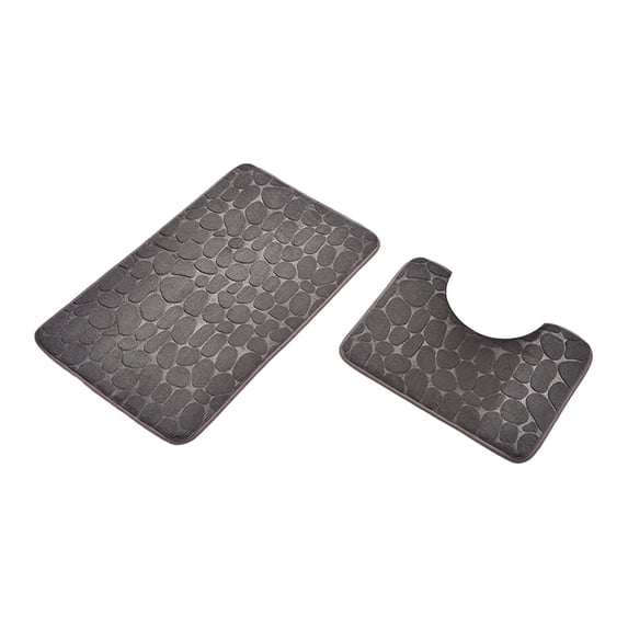 Bathroom Rug Set with Non-Slip Backing, 2-Piece Soft Absorbent Foam Bath Mat and Toilet Mat, Machine Washable, 40 x 60 cm and 40 x 50 cm