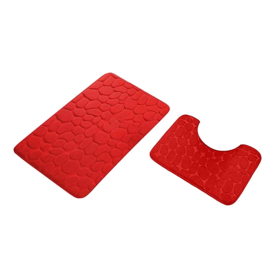 Bathroom Rug Set with Non-Slip Backing, 2-Piece Soft Absorbent Foam Bath Mat and Toilet Mat, Machine Washable, 40 x 60 cm and 40 x 50 cm