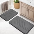 thumbnail image 1 of CHAKMEONE Bathroom Rug Sets 2 Piece,Non Slip Bath Mat Set with U-Shaped Toilet Rug,Super Absorbent Memory Foam Bathroom Floor Mats for Shower,Tub,Toilet,Gray, 1 of 6