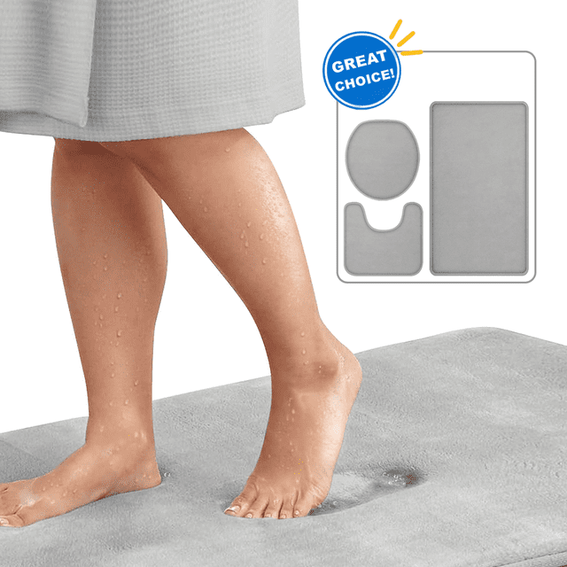 Bathroom Rug Sets 3 Piece, Extra Thick Memory Foam Bath Mat, Non Slip